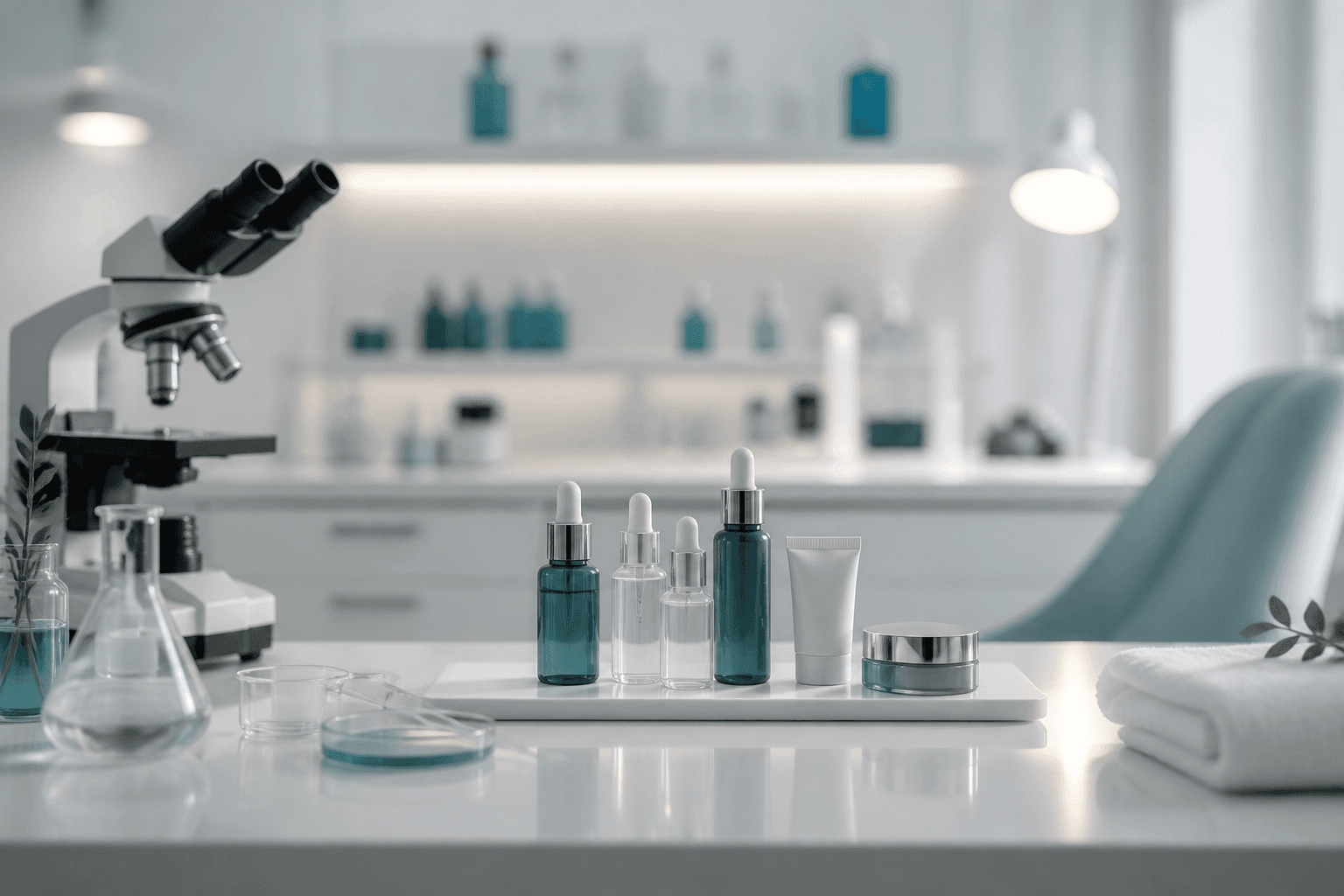 Clinical dermatology and skincare testing environment
